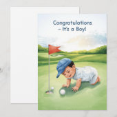 Carte Félicitations Golf C'est un Garçon | Bébé Go (Devant / Derrière)