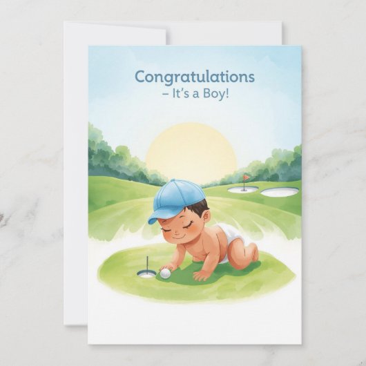 Carte Félicitations Golf C'est un Garçon | Bébé Go (Devant)