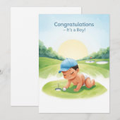 Carte Félicitations Golf C'est un Garçon | Bébé Go (Devant / Derrière)