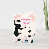 Carte Félicitations Grad ! - Diplômée féminine - Floral (Devant)
