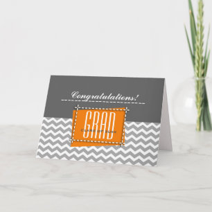 Carte Félicitations Grad. Gris Chevron Motif personnalis