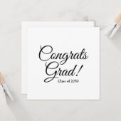 Carte Félicitations grad noir blanc personnalisé script  (Devant/Arrière en situation)