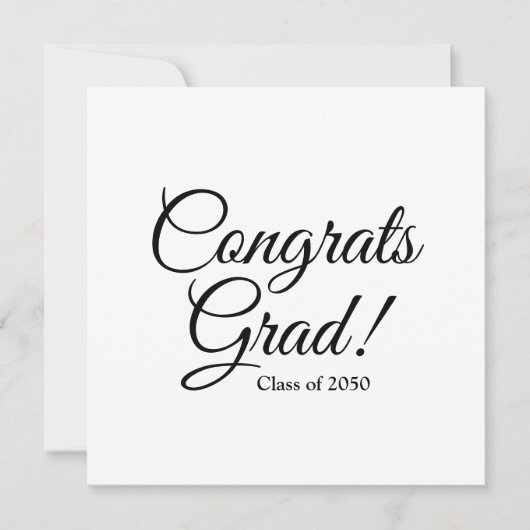 Carte Félicitations grad noir blanc personnalisé script  (Devant)