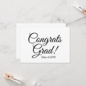 Carte Félicitations grad noir blanc personnalisé script (Devant/Arrière en situation)