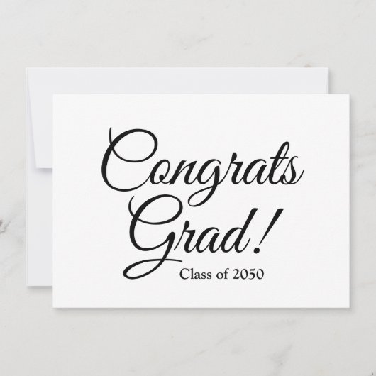 Carte Félicitations grad noir blanc personnalisé script (Devant)