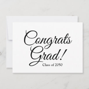 Carte Félicitations grad noir blanc personnalisé script 