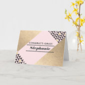 Carte Félicitations Grad. Or rose pâle (Fleur jaune)
