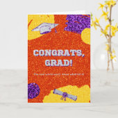 Carte Félicitations Grad Parties scintillant graduée (Fleur jaune)