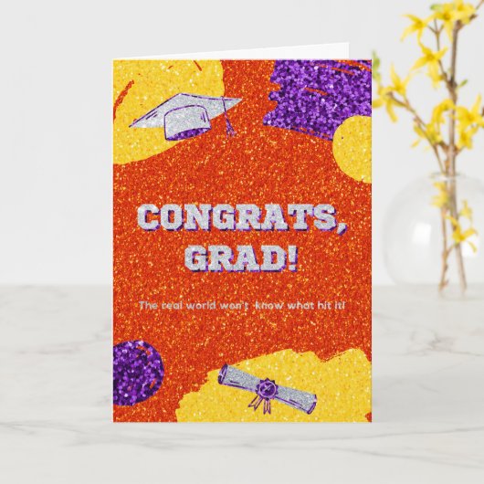 Carte Félicitations Grad Parties scintillant graduée (Fleur jaune)