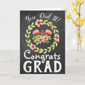 Carte Félicitations Grad Rustic Chalkboard et Fleurs (Fleur jaune)
