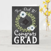Carte Félicitations Grad Rustic Chalkboard et Fleurs (Fleur jaune)