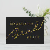 Carte Félicitations Grad You did It Gold et Black (Debout devant)