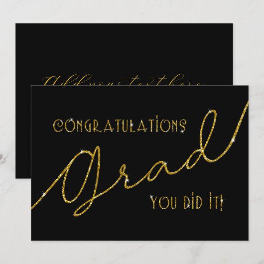 Carte Félicitations Grad You did It Gold et Black (Devant / Derrière)