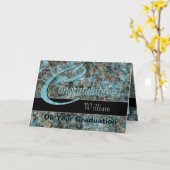 Carte Félicitations Graduate Bold Turquoise et Brown (Fleur jaune)