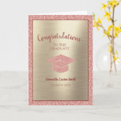 Carte Félicitations Graduate Class of 2022 Pink Gold (Fleur jaune)