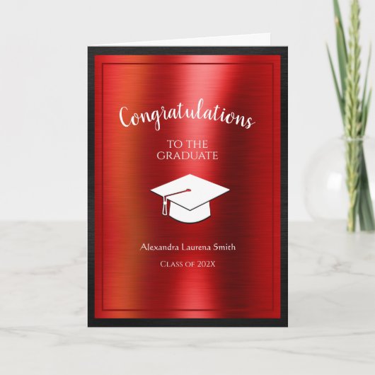 Carte Félicitations Graduate Class of 2024 Black Red (Devant)