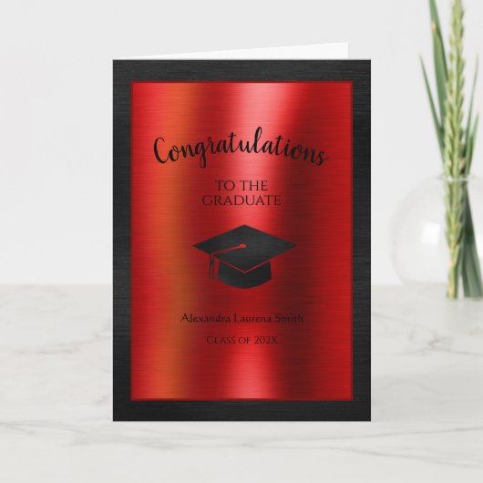 Carte Félicitations Graduate Class of 2024 Red Black (Devant)