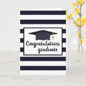 Carte Félicitations Graduate Stripes noir blanc (Fleur jaune)