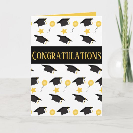 Carte Félicitations Graduation Ballons Casquette Motif P (Devant)