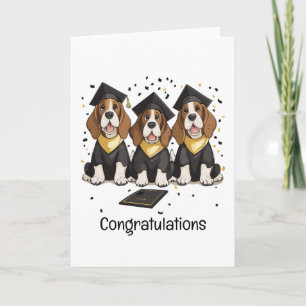 Carte Félicitations Graduation Basset Hound Chiens