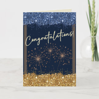 Carte Félicitations Graduation Blue & Gold Sparkle