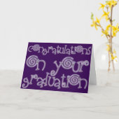 Carte Félicitations Graduation Chic Typographie Violet (Fleur jaune)