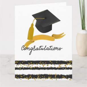 Carte Félicitations Graduation Confetti or noir