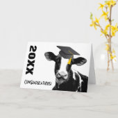 Carte Félicitations Graduation Funny Cow en Casquette (Fleur jaune)