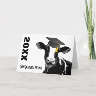 Carte Félicitations Graduation Funny Cow en Casquette