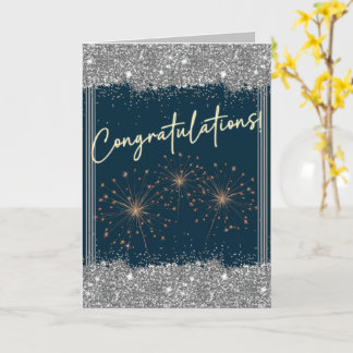 Carte Félicitations Graduation Silver Turquoise Sparkle
