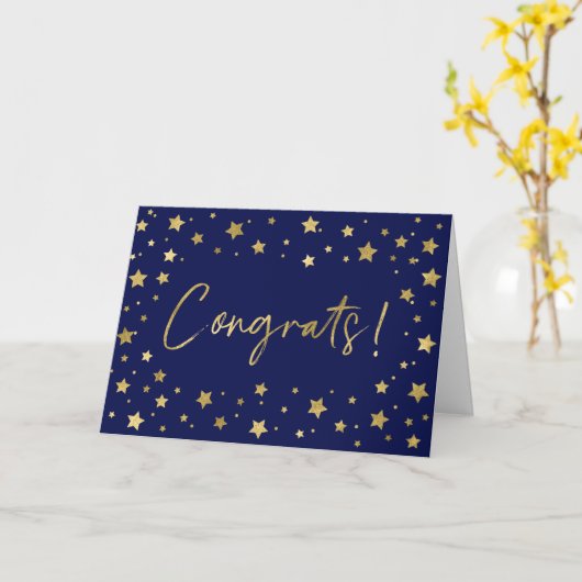 Carte Félicitations Grand Gold Faux Foil Card (Fleur jaune)