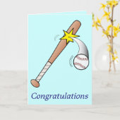 Carte Félicitations Grand Jeu avec Ball and Bat (Fleur jaune)