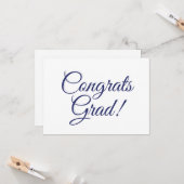 Carte Félicitations grand marine bleu coutume script cal (Devant/Arrière en situation)