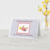 Carte Félicitations grand-mère bébé en rose (Fleur jaune)