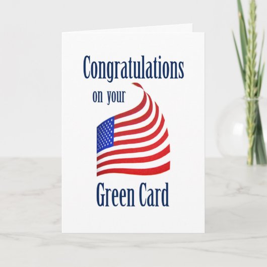Carte Félicitations Green Card US Drapeau (Devant)