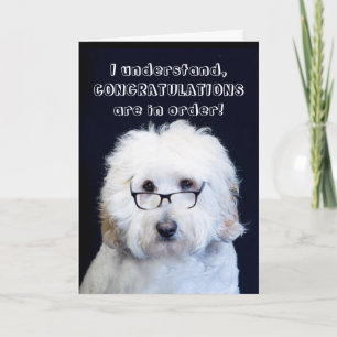 CARTE FÉLICITATIONS - HUMOUR AVEC CHIEN/VERRE NOIR-RIM