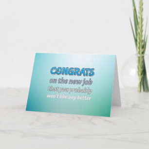 Carte Félicitations humour nouveau travail