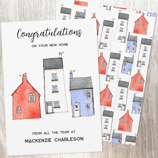Carte Félicitations Immobilier Watercolor Home