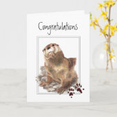 Carte Félicitations, je suis fier, mignon animal Otter (Fleur jaune)