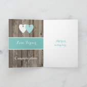Carte Félicitations Jour de mariage rustique turquoise (Intérieur)