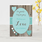 Carte Félicitations Jour de mariage rustique turquoise (Fleur jaune)