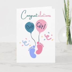 Carte Félicitations Jumeaux Garçon et Fille Bébé Mignon