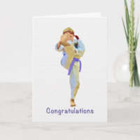 Félicitations, Karate Kicking Purple Belt Card