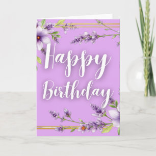 Carte Félicitations Lavande Florale Aquarelle Joyeux Ann