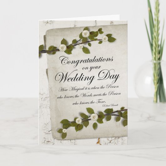 Carte Félicitations le jour du mariage Floral blanc (Devant)