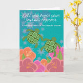 Carte Félicitations lesbiennes de mariage de tortues de (Fleur jaune)