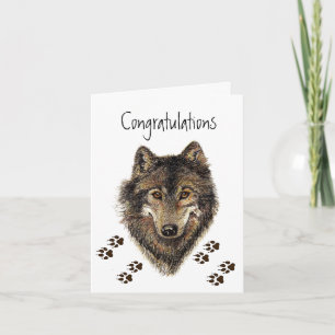 Carte Félicitations, Loups, Wolf Tracks AnimalCard