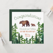 Carte Félicitations Mama mignonne et ours de bébé (Devant/Arrière en situation)