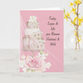 Carte Félicitations Mariage Card Cake & Flowers (Fleur jaune)