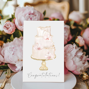 Carte Félicitations Mariage d'orchidée gâteau